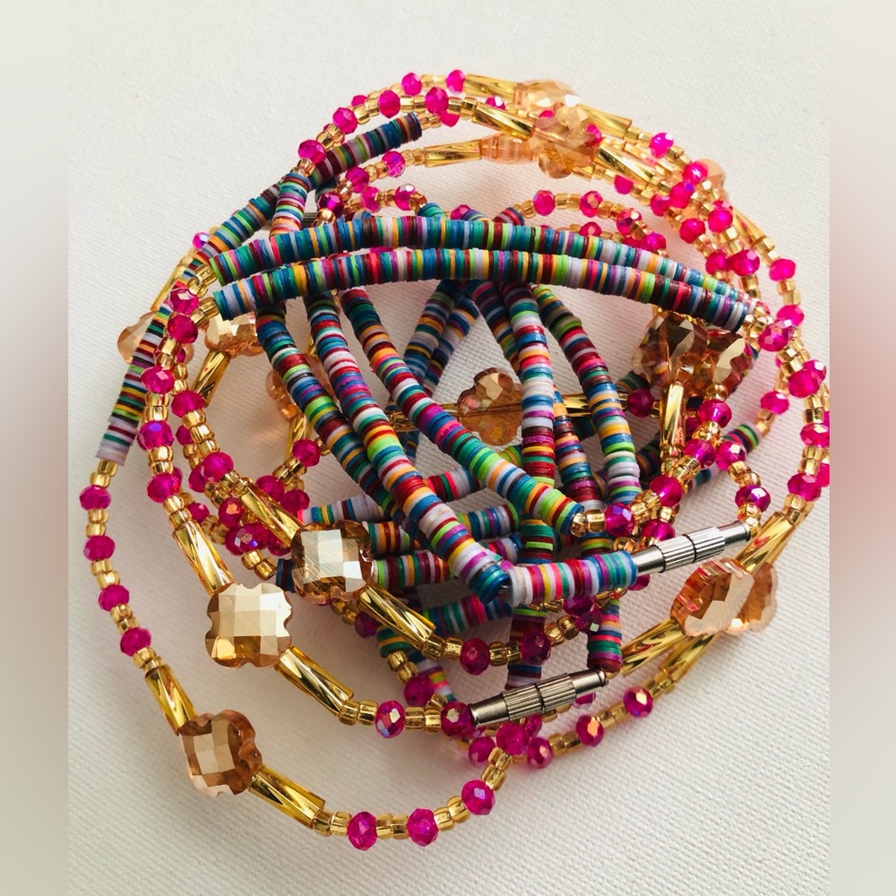 Pink and Gold Beaded African Waist beads/Waist Chain